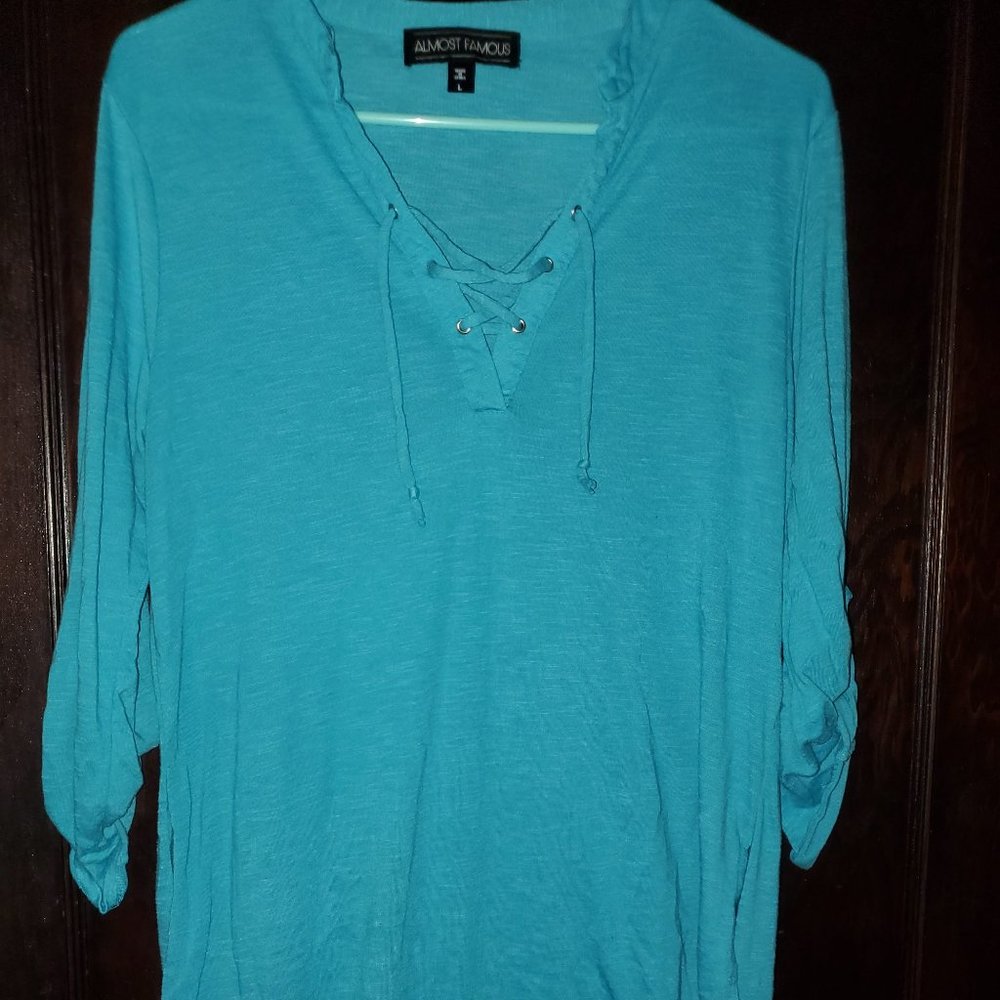 Almost Famous blue peasant top